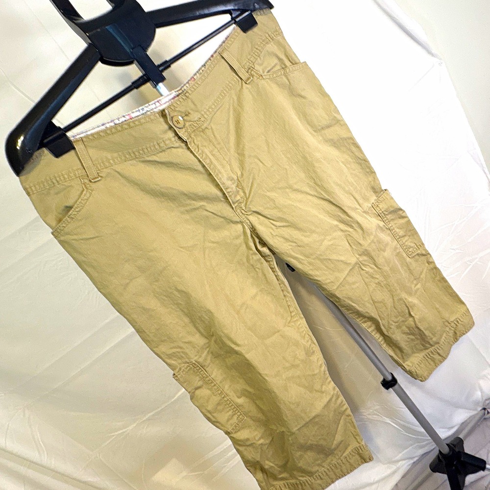 Levi's Women's Beige Cotton Twill Relaxed Fit Capri Pants Pockets Size 14